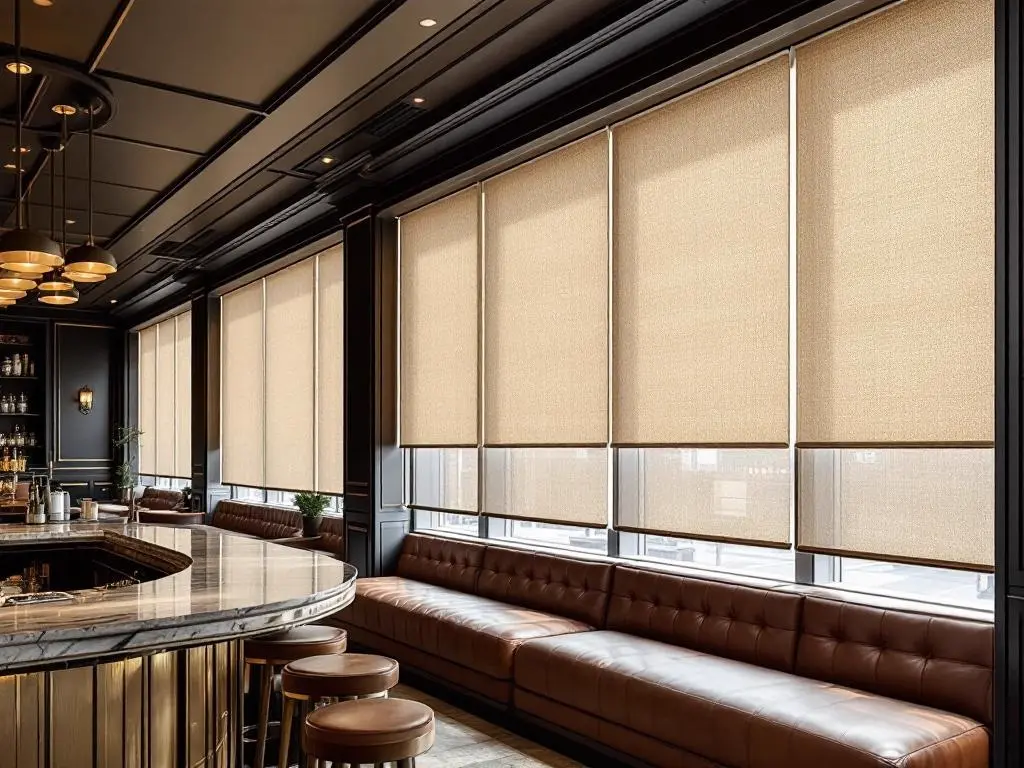 Motorized drapery restaurant GTA — ambiance lighting