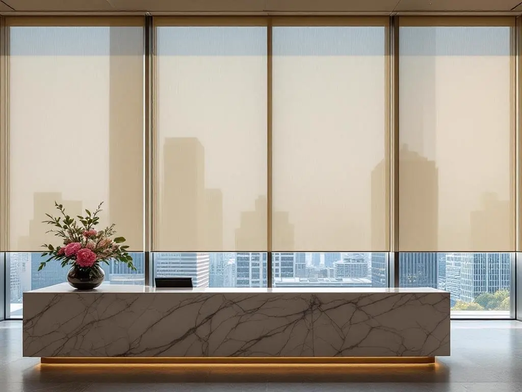 Motorized blinds floor-to-ceiling — smart building GTA